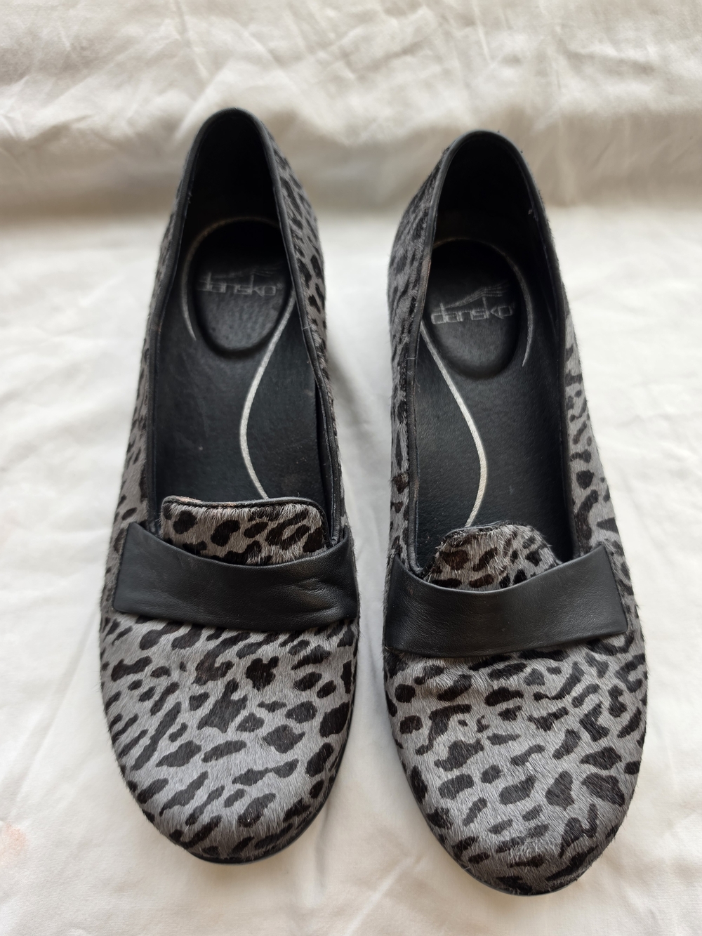 Women's Grey Leopard Print Slip-On Loafers Dansko 39